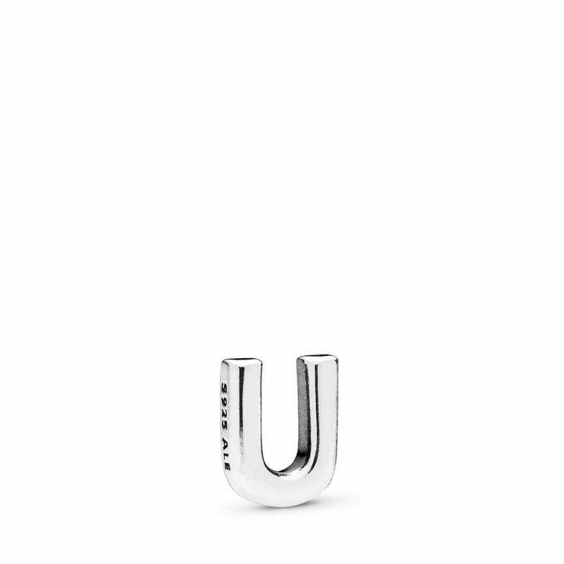 Pandora Letter U Petite Locket Charm - Sterling Silver - Canada | DE7568OB